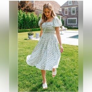 Ivy City Co Rae Dress in Blue Floral 2X